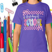 First Day of School Checkered Coquette Bow Preppy Tシャツ