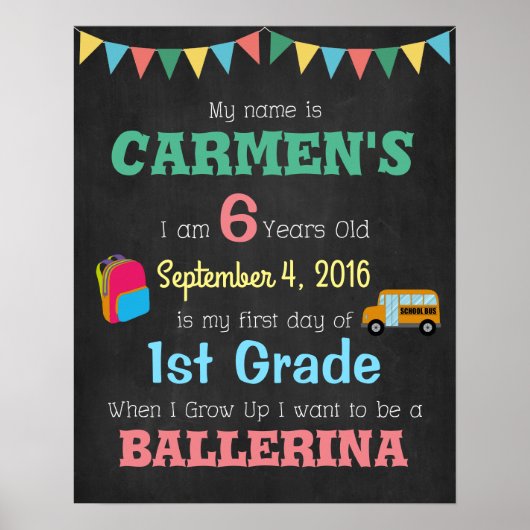 First Day Of School Children's Poster Photo Props ポスター (正面)