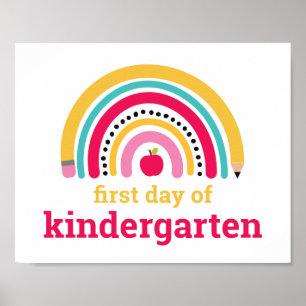 First Day of School Rainbow Sign ポスター