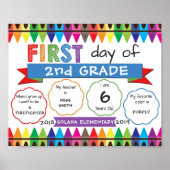 First day of School Sign Back to School Crayons ポスター (正面)