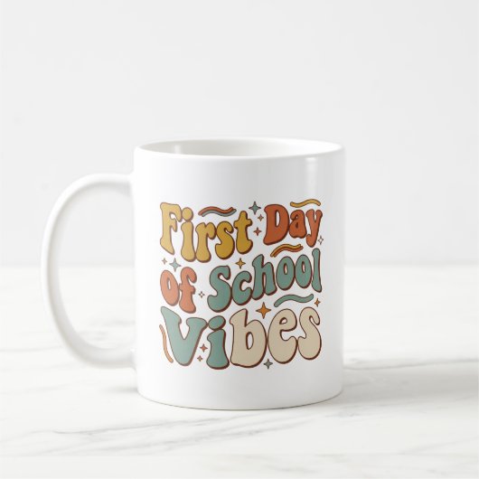 First Day of School Vibes Back to School Gift コーヒーマグカップ (左)