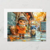 First Day of School with My Cat シーズンポストカード (正面/裏面)