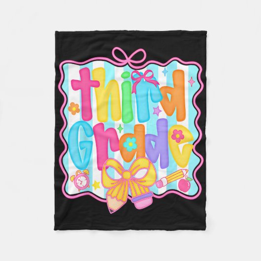 First Day Of Third Grade Floral Bundle For Teacher フリースブランケット (正面)