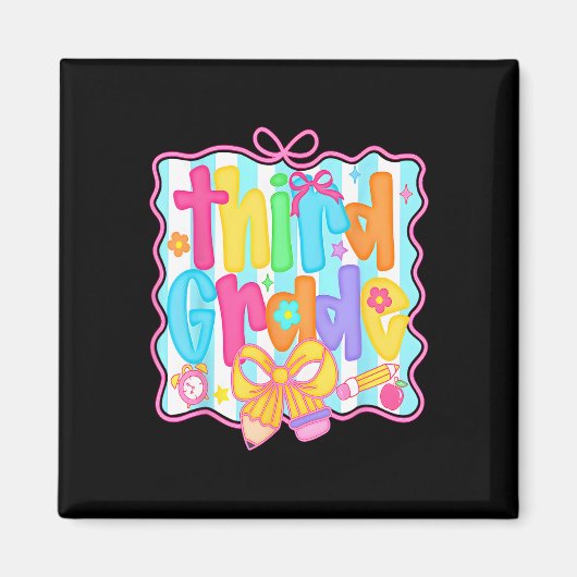 First Day Of Third Grade Floral Bundle For Teacher マグネット (正面)