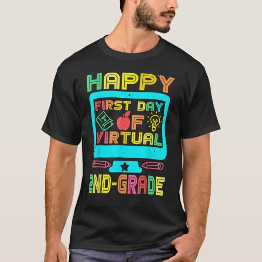 First Day Of Virtual 2nd Grade Back To School Boy Tシャツ (正面)