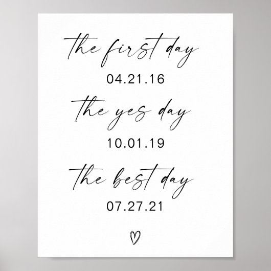 First Day Yes Day Best Day Wedding Poster ポスター (正面)