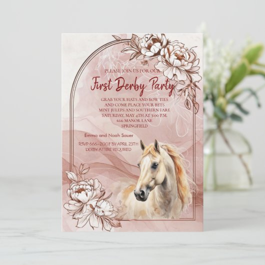 First Derby Party Invitation with Floral Design an 招待状 (スタンド正面)