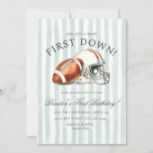 First Down Birthday Evite, Editable Football Invit 招待状 (正面)