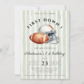 First Down Editable Football 1st Birthday  招待状 (正面)