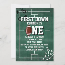 First Down Football 1st birthday 招待状