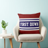 FIRST DOWN Navy Deep Red White Racing Stripes クッション (椅子)