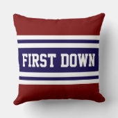 FIRST DOWN Navy Deep Red White Racing Stripes クッション (裏面)