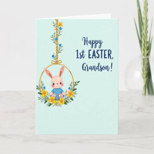 First Easter Grandson Bunny Card カード (正面)