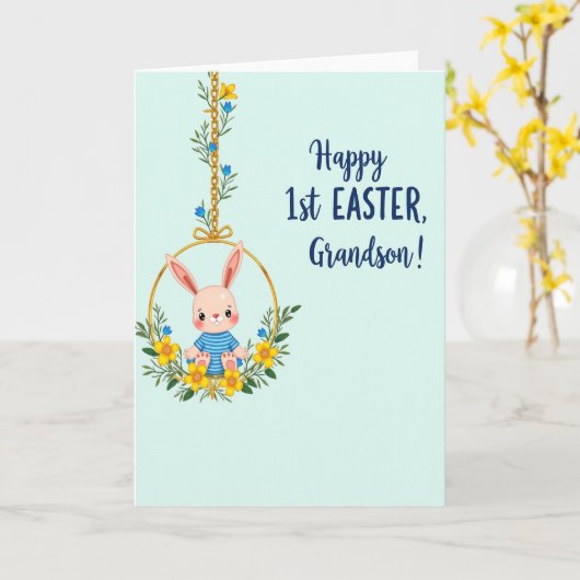First Easter Grandson Bunny Card カード (黄色い花)