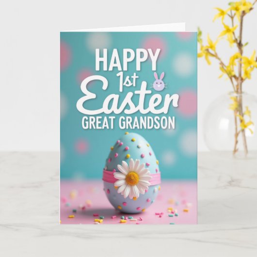 First Easter Polka Dot Egg Card カード (黄色い花)