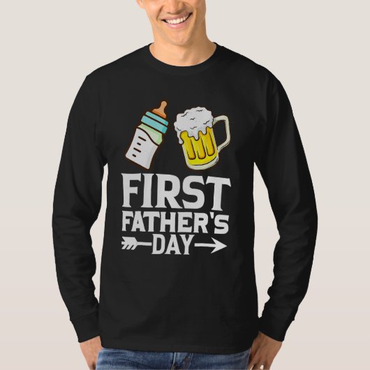 First Father s Day  Beer Baby Bottle Dad Daddy Men Tシャツ (正面)