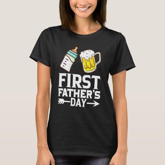 First Father s Day  Beer Baby Bottle Dad Daddy Men Tシャツ (正面)