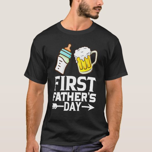 First Father s Day  Beer Baby Bottle Dad Daddy Men Tシャツ (正面)