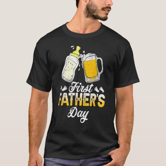 First Father s Day  Beer Baby Bottle Daddy 2023 Da Tシャツ (正面)