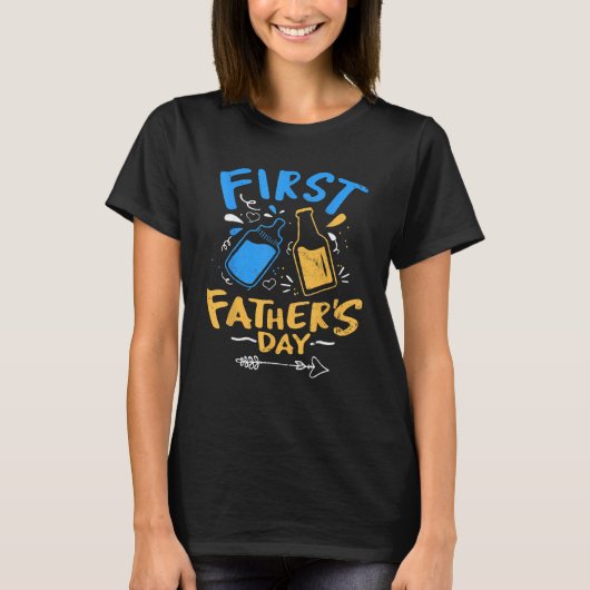 First Father s Day  Beer Baby Bottle Daddy 2023 Vi Tシャツ (正面)