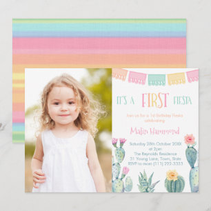 First Fiesta 1st誕生日パーティーfor Girl Photo 招待状