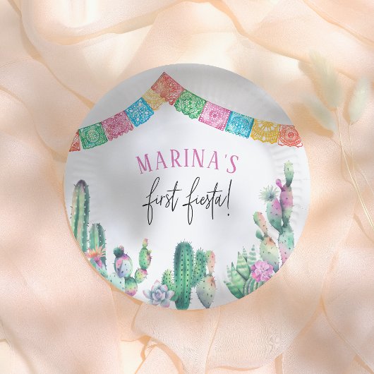 First Fiesta Cute Girl Birthday ペーパープレート