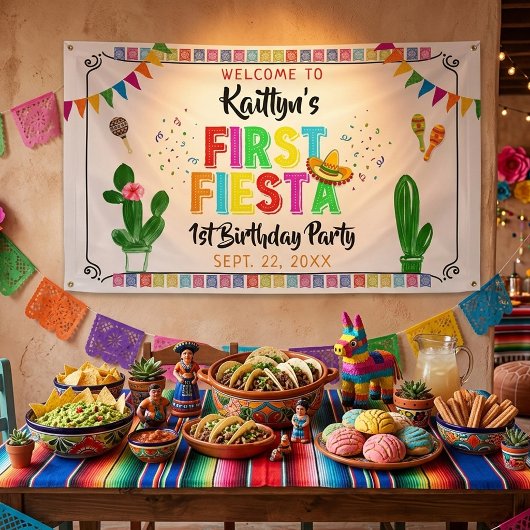 First Fiesta Mexican 1st Birthday Party Welcome 横断幕
