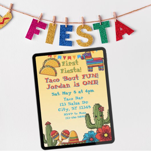 First Fiesta, Taco 'Bout One, 1st Birthday 招待状