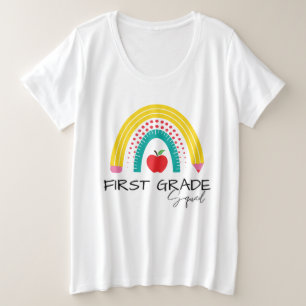 FIRST GRADEスクワッドレインボー先生学生学校 プラスサイズTシャツ