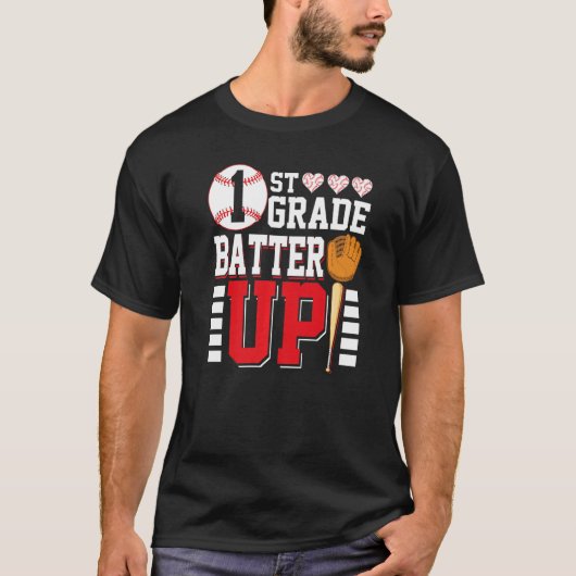 First Grade Back To School 1st Grade Batter Up Bas Tシャツ (正面)