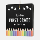 First Grade Colorful Name Photo Keepsake セラミックオーナメント (左)