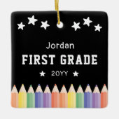 First Grade Colorful Name Photo Keepsake セラミックオーナメント (正面)