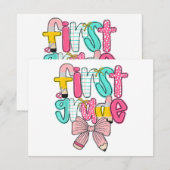 First Grade Coquette Bow Back To School First Day  エンクロージャーカード (正面/裏面)