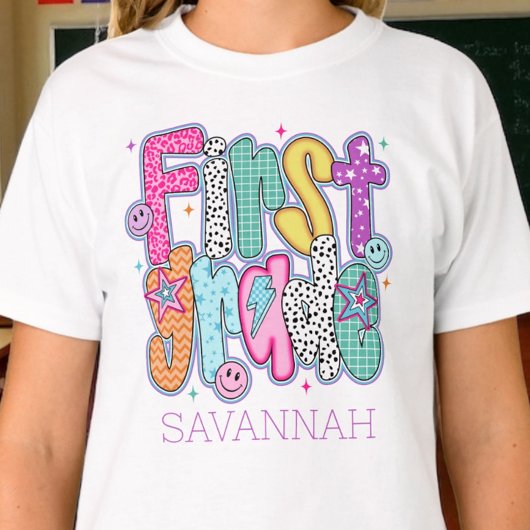 First Grade First Day of School Coquette Custom Tシャツ