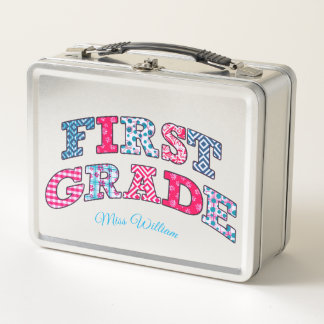 First Grade Personalized Metal Lunch Box Back to S メタルランチボックス