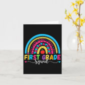 First Grade Squad Back To School Rainbow Boho 1st  カード (黄色い花)