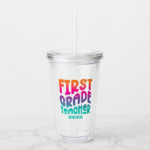 First Grade Teacher Colorful Ombre