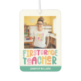 First Grade Teacher Colorful Text Photo カーエアーフレッシュナー