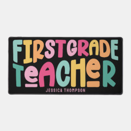 First Grade Teacher Colorful Typography Design デスクマット