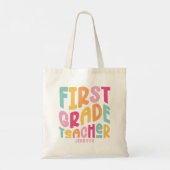 First Grade Teacher Colorful Typography Design トートバッグ (裏面)