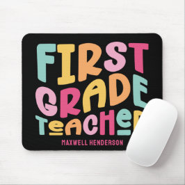 First Grade Teacher Colorful Typography Design マウスパッド