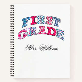 First Grade Teacher Personalized Spir ノートブック