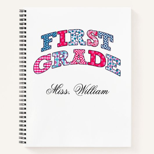 First Grade Teacher Personalized Spir ノートブック (正面)