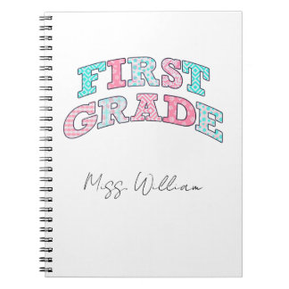 First Grade Teacher Personalized Spiral ノートブック