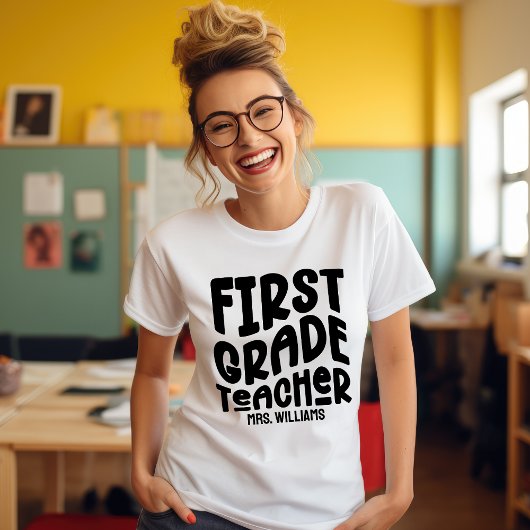 First Grade Teacher Simple Typography Design トライブレンドTシャツ