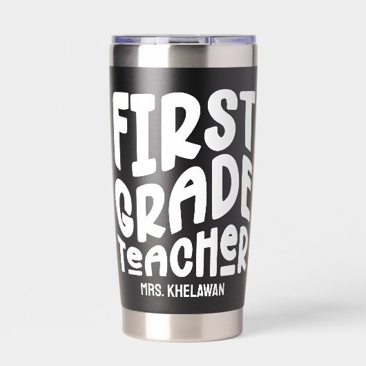 First Grade Teacher Text Design Minimalist  保温保冷タンブラー (正面)