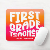 First Grade Teacher Text Design Orange Red Ombre マウスパッド (マウス)
