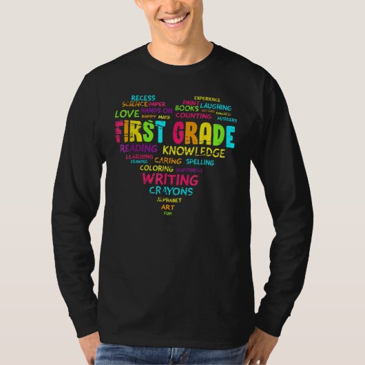 First Grade Team Teacher Student 1st Grade Heart Tシャツ (正面)