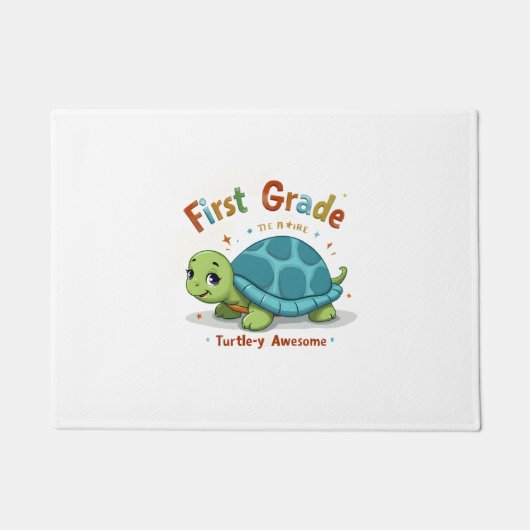 First Grade Turtle-y Awesome 1st Grade Back to Sch ドアマット (正面)