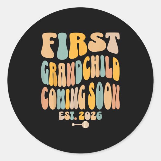 First Granhild Coming Soon 2026 Baby Announcement ラウンドシール (正面)